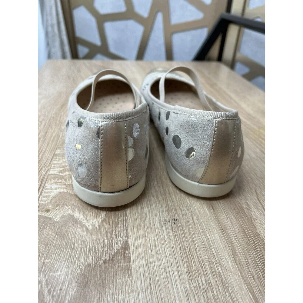Geox Respira Jplie Big Girls Youth Shoes Beige Eu 35 Us 3.5 Mary Jane